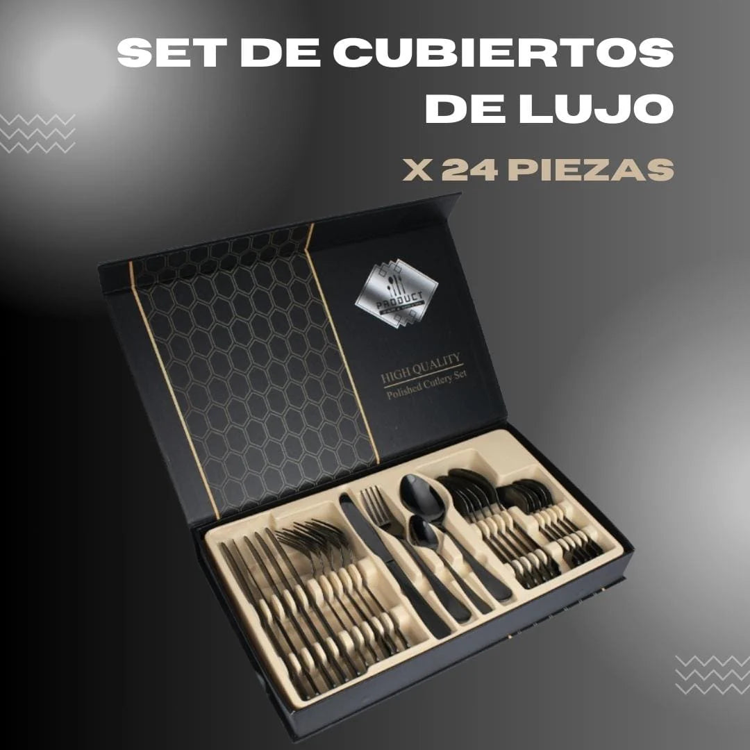 Juego de Cubiertos Premium Royal Golden® - Set de 24 piezas🍴