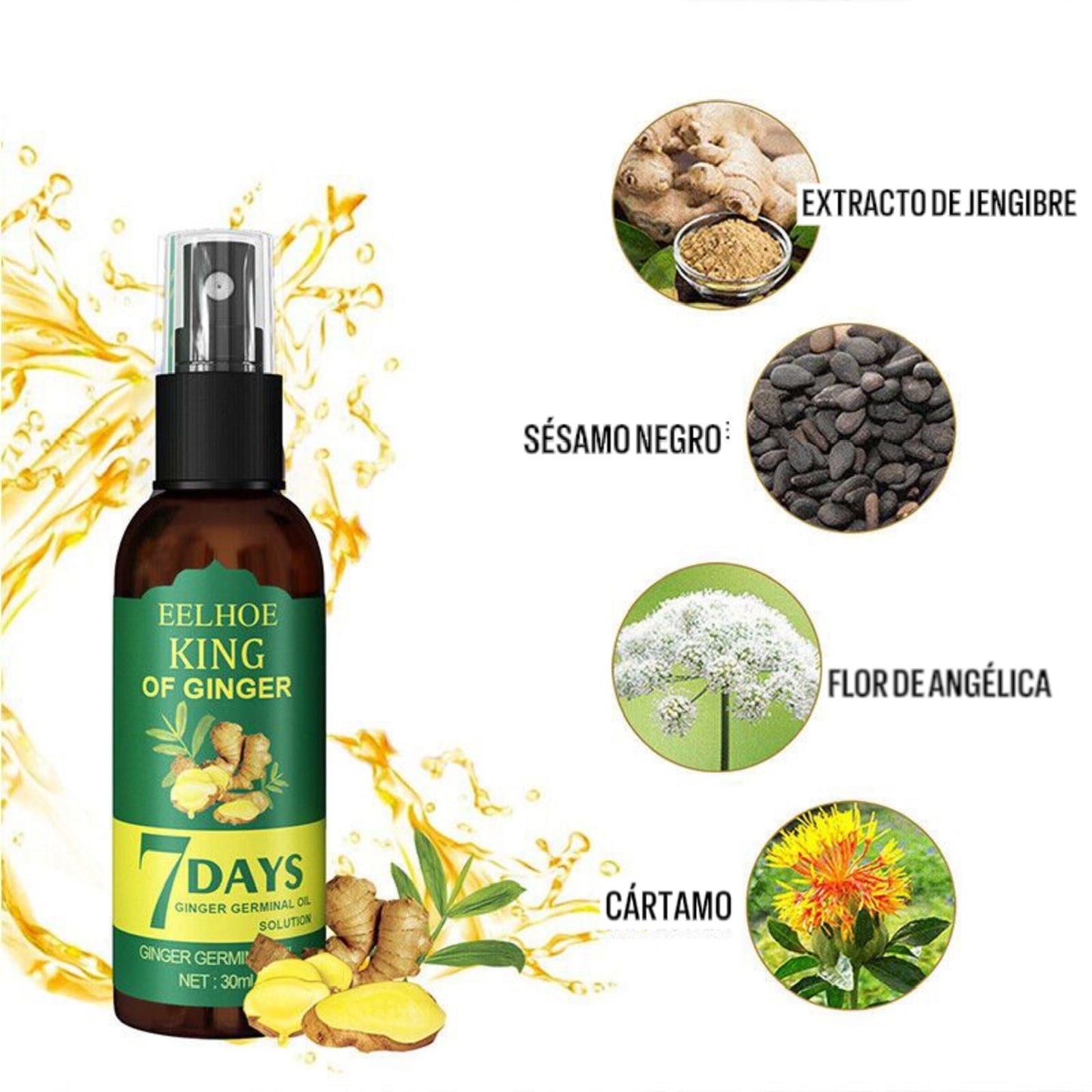 Spray natural de Ginseng para el crecimiento del cabello - Crecimiento en 7 días