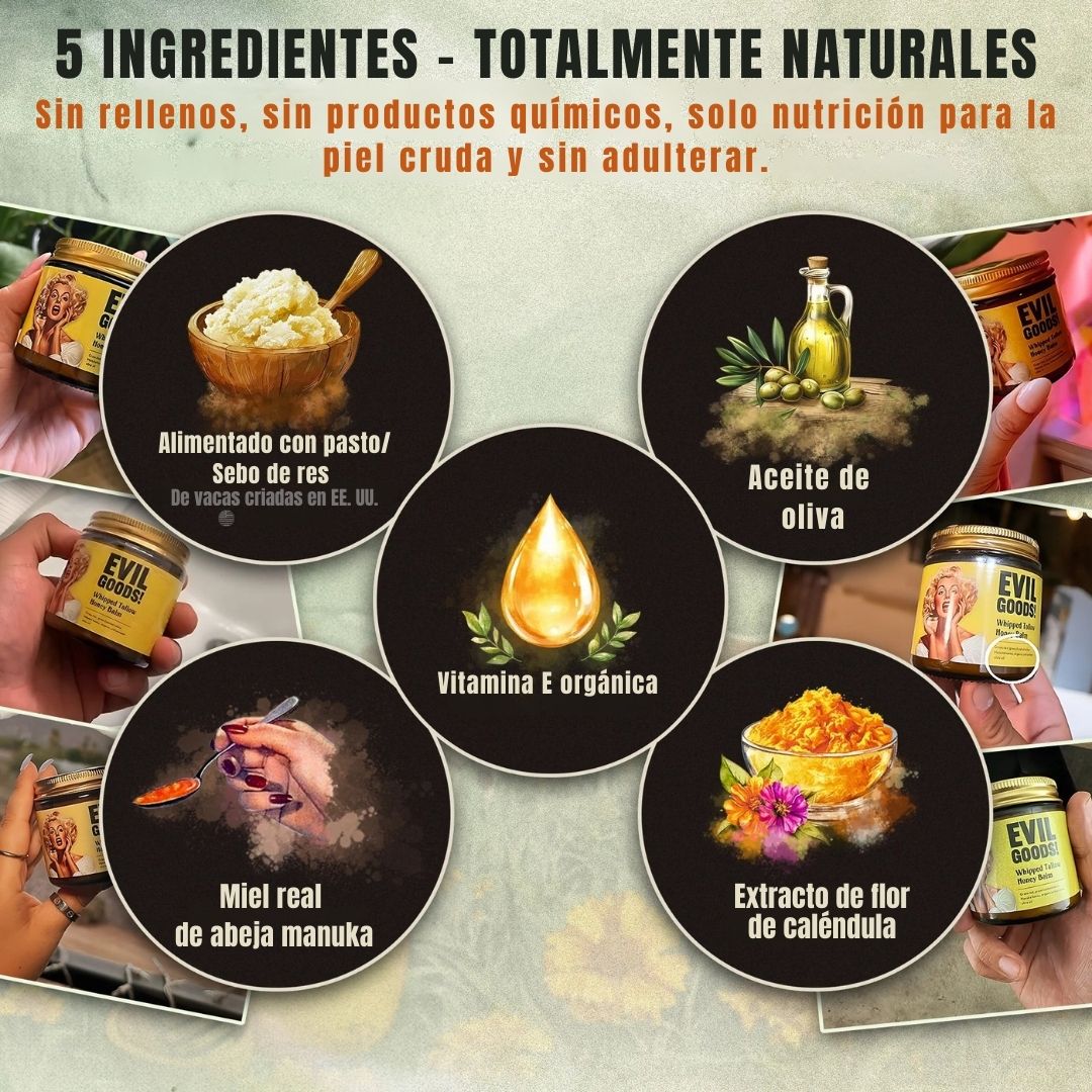 EvilGoods­™ Bálsamo Con Sebo De Res Y Miel De Manuka (Paga 1 y Lleva 2)