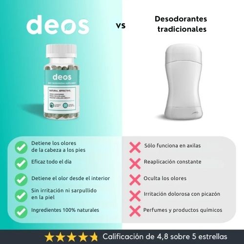 Deos™ Cápsulas -  Elimina malos olores de la cabeza a los pies