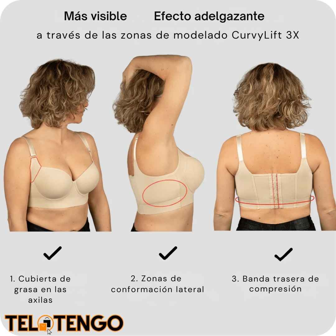 CurvyLift® - Dúo de Brasier levantador (2 unidades) "Escote sexy a pesar de los senos caídos y los rollitos gordos"