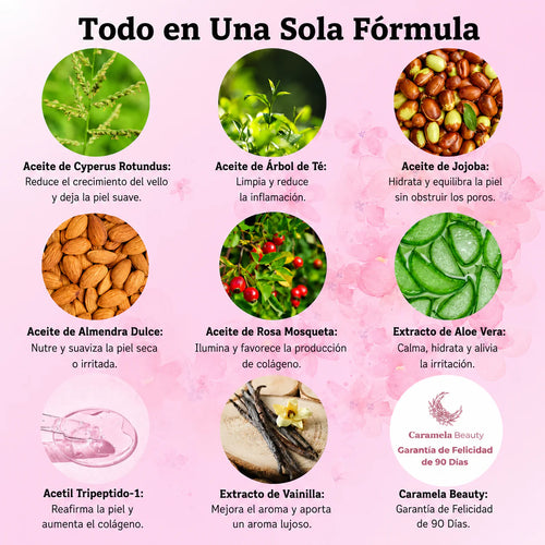 Aceite para el vello facial y de la zona V