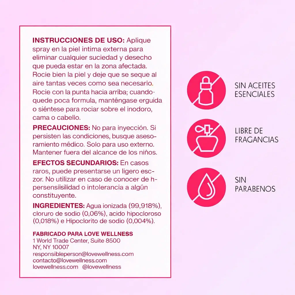 Love Wellness® Spray para el cuidado de la zona íntima