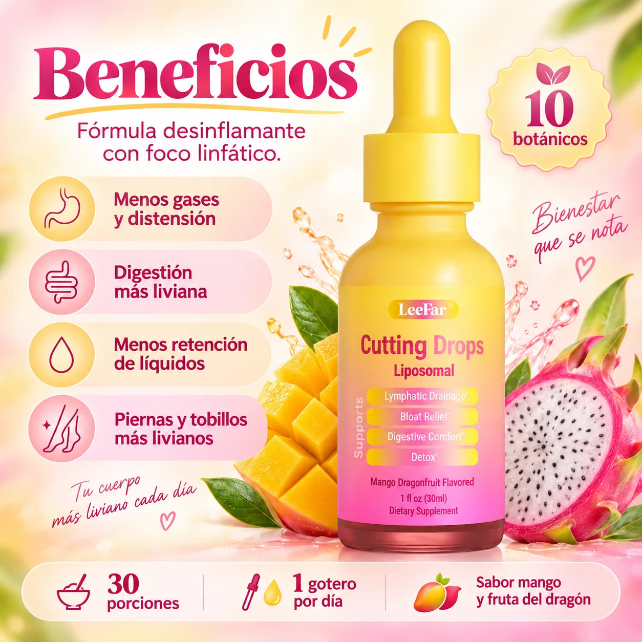 LeeFar® Cutting Drops 60 ml · Gotas Anti-hinchazón