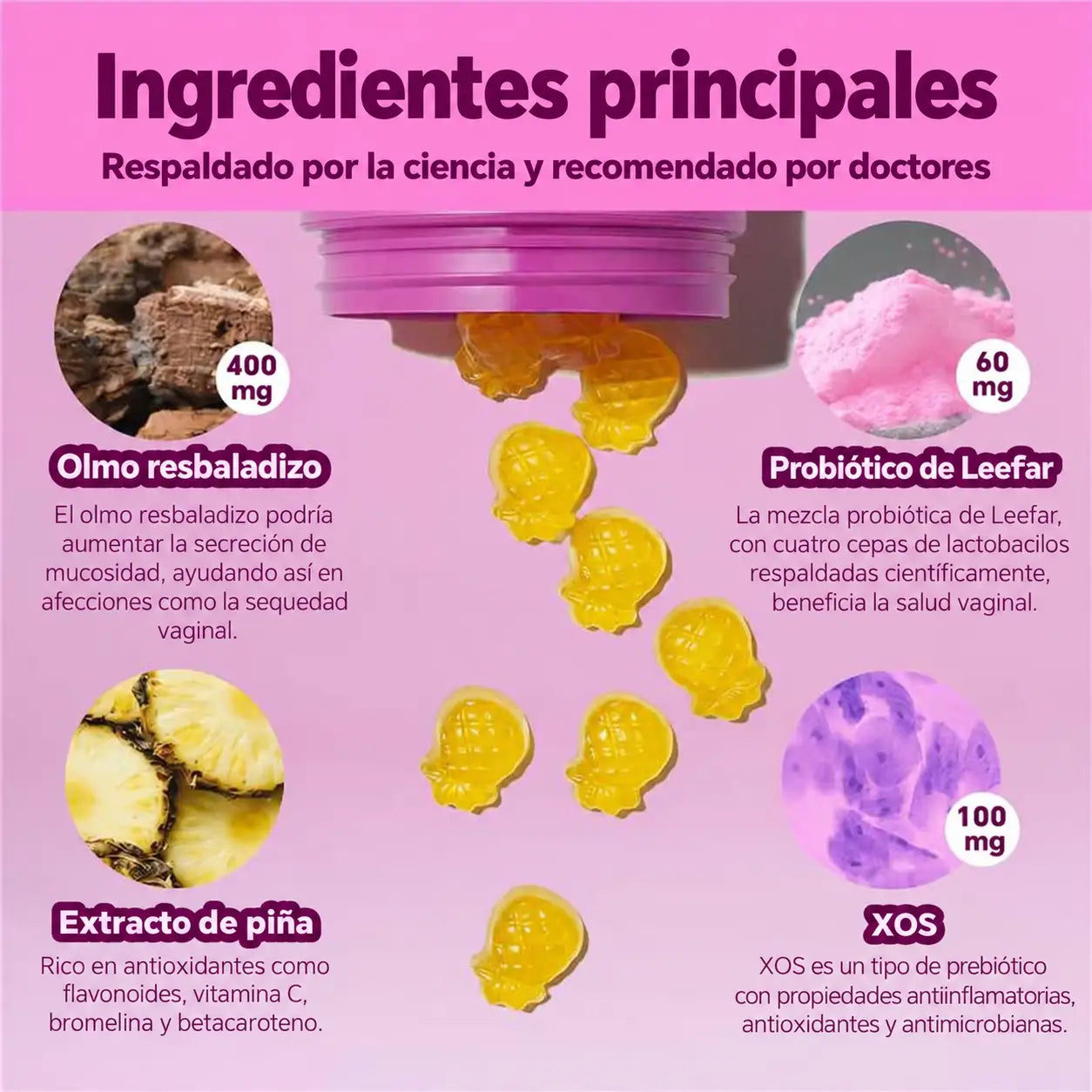 Probióticos vaginales Leefar® Gomitas de piña | Original importado