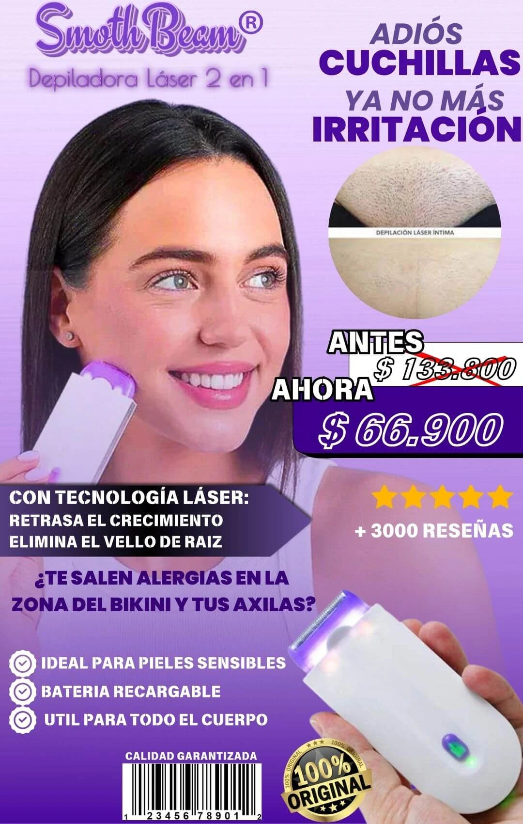 SmothBeam® Depiladora Laser™ 2 en 1 - ¡Adiós navajas y cera!