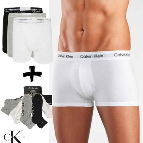 Bóxer Calvin Klein® Premium (12 unidades) + 12 Pares de medias (REGALO) [Importado 100% desde la fábrica]