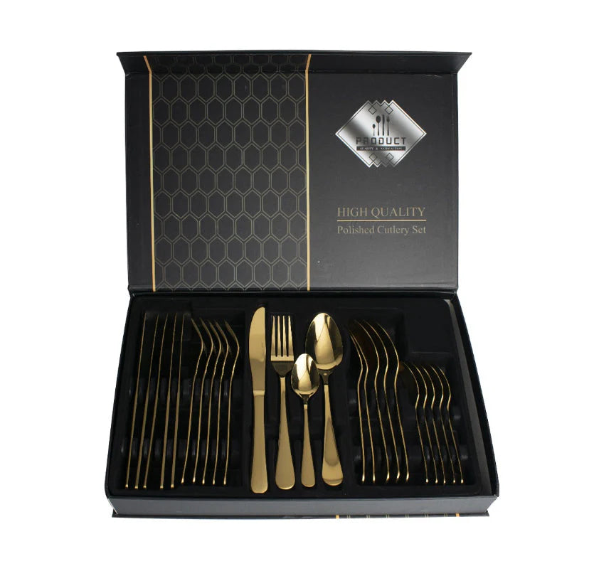 Juego de Cubiertos Premium Royal Golden® - Set de 24 piezas🍴